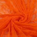 Tessuto Mesh (Tulle) Bielastico Floccato Glitter Argento "Graffio" - al Metro - Colore Arancio