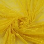 Tessuto Mesh (Tulle) Bielastico Floccato Glitter Argento "Graffio" - al Metro - Colore Giallo