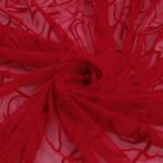 Tessuto Mesh (Tulle) Bielastico Floccato Glitter Argento "Graffio" - al Metro - Colore Rosso