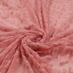 Tessuto Mesh (Tulle) Bielastico Floccato Glitter Argento "Maculato" - al Metro - Colore Rosa