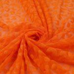 Tessuto Mesh (Tulle) Bielastico Floccato Glitter Argento "Maculato" - al Metro - Colore Arancio
