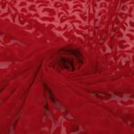 Tessuto Mesh (Tulle) Bielastico Floccato Glitter Argento "Maculato" - al Metro - Colore Rosso