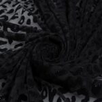 Tessuto Mesh (Tulle) Bielastico Floccato Glitter Argento "Maculato" - al Metro - Colore Nero