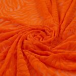 Tessuto Mesh (Tulle) Bielastico Floccato Glitter Argento "Zebrato" - al Metro - Colore Arancio
