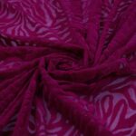 Tessuto Mesh (Tulle) Bielastico Floccato Glitter Argento "Zebrato" - al Metro - Colore Prugna