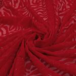 Tessuto Mesh (Tulle) Bielastico Floccato Glitter Argento "Zebrato" - al Metro - Colore Rosso