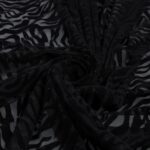 Tessuto Mesh (Tulle) Bielastico Floccato Glitter Argento "Zebrato" - al Metro - Colore Nero