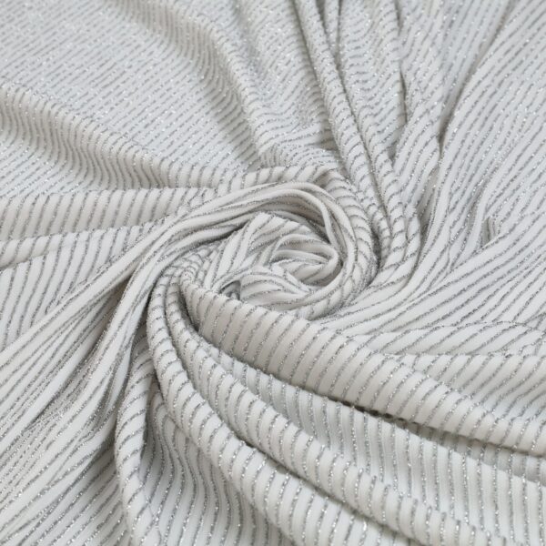 Tessuto Maglina Bielastica Lurex Zante - al Metro - Bianco Lurex Argento