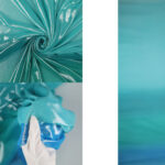 Chiffon Degrade Brinato Effetto Acqua - al Metro - Sfumatura Turchese Chiaro / Tiffany Chiaro
