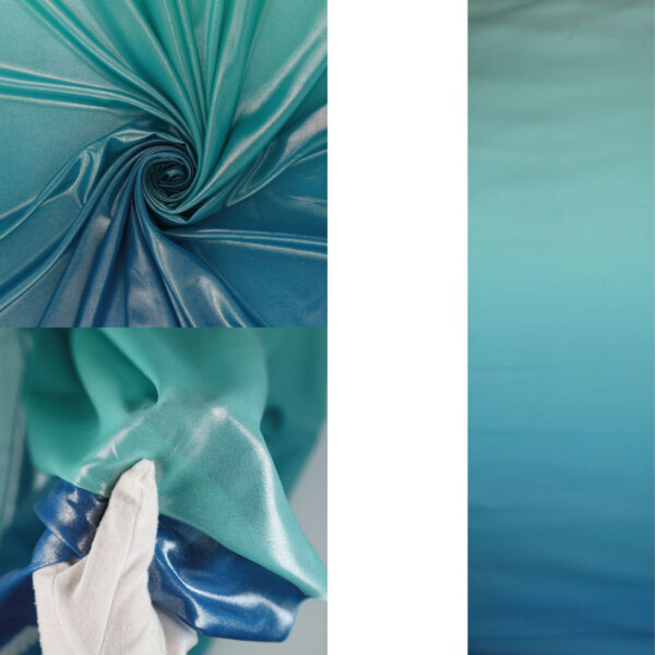 Chiffon Degrade Brinato Effetto Acqua - al Metro - Sfumatura Turchese Scuro / Tiffany Scuro