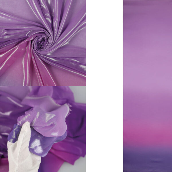 Chiffon Degrade Brinato Effetto Acqua - al Metro - Sfumatura Viola / Glicine