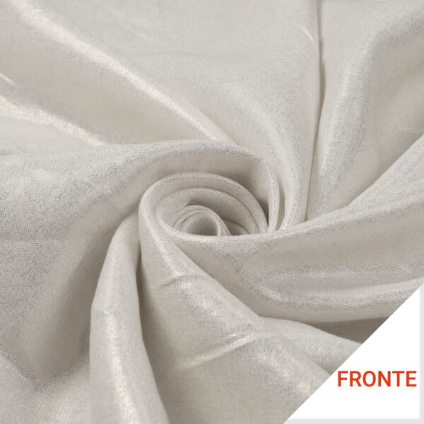 Tessuto Lino Laminato - al Metro - Colore Bianco Laminato Argento