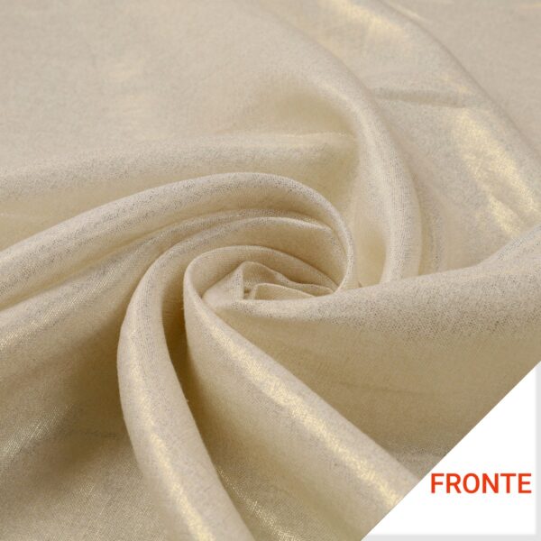 Tessuto Lino Laminato - al Metro - Colore Bianco Laminato Oro