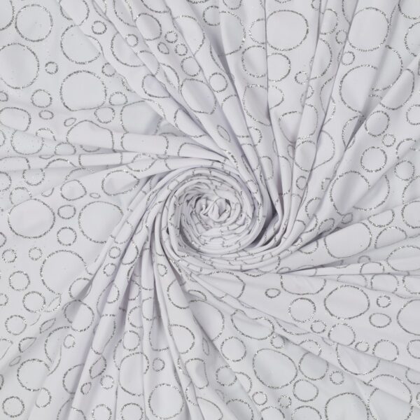 Lycra Fantasia Bubble Glitter - al Metro - Bianco Glitter Argento