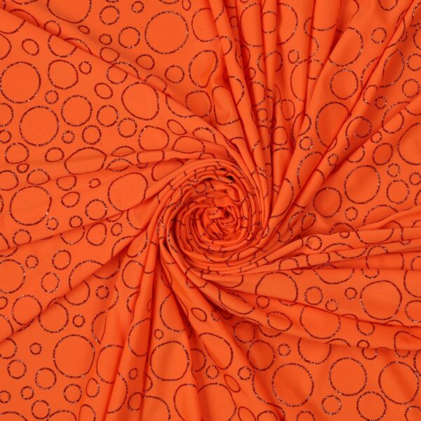 Lycra Fantasia Bubble Glitter - al Metro - Arancio Fluo Glitter Arancio