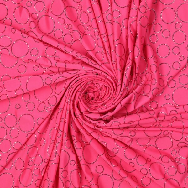 Lycra Fantasia Bubble Glitter - al Metro - Fucsia Fluo Glitter Fucsia