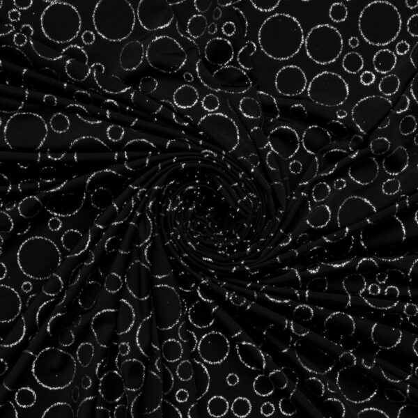 Lycra Fantasia Bubble Glitter - al Metro - Nero Glitter Argento