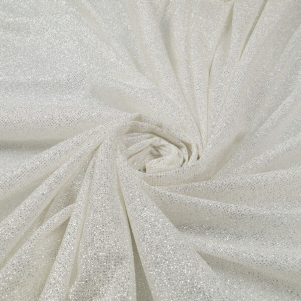 Tessuto Mesh (Tulle) Bielastico Glitter Tono su Tono - al Metro - Seta Argento