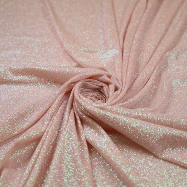 Tessuto Mesh (Tulle) Bielastico Glitter Tono su Tono - al Metro - Rosa Iridescente
