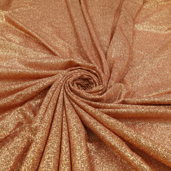 Tessuto Mesh (Tulle) Bielastico Glitter Tono su Tono - al Metro - Oro Scuro