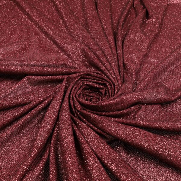 Tessuto Mesh (Tulle) Bielastico Glitter Tono su Tono - al Metro - Bordeaux