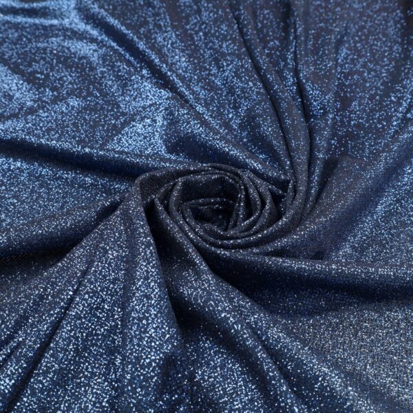Tessuto Mesh (Tulle) Bielastico Glitter Tono su Tono - al Metro - Blu Scuro Glitter Blu