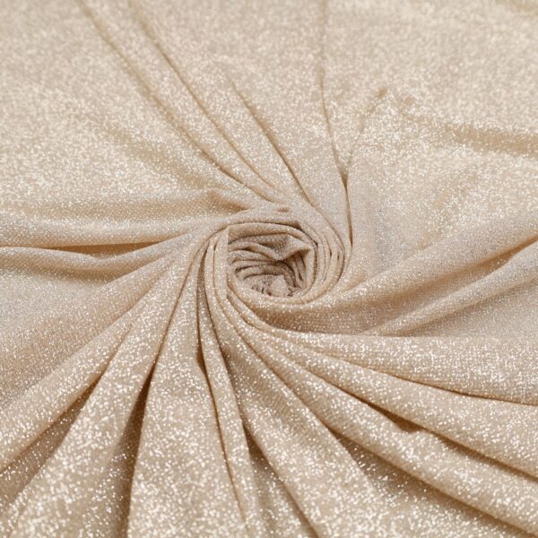 Tessuto Mesh (Tulle) Bielastico Glitter Tono su Tono - al Metro - Panna Argento