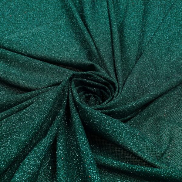 Tessuto Mesh (Tulle) Bielastico Glitter Tono su Tono - al Metro - Verde Inglese
