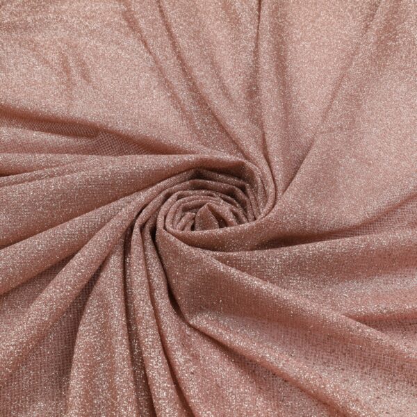 Tessuto Mesh (Tulle) Bielastico Glitter Tono su Tono - al Metro - Rosa Deserto