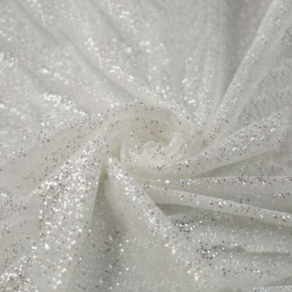 Tulle Galassia Glitter - al Metro - Bianco Glitter Argento - Mezzo Metro