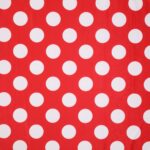 Velluto Stampato Fantasia - al Metro - Pois Bianchi Fondo Rosso