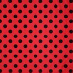 Velluto Stampato Fantasia - al Metro - Pois Nero Fondo Rosso