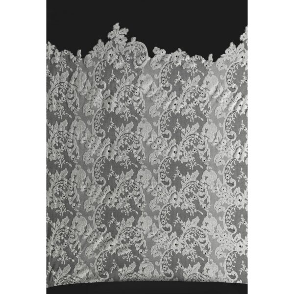 Tessuto Mesh (Tulle) Bielastico Floccato "Belen" - al Metro - Nero Floccato Bianco