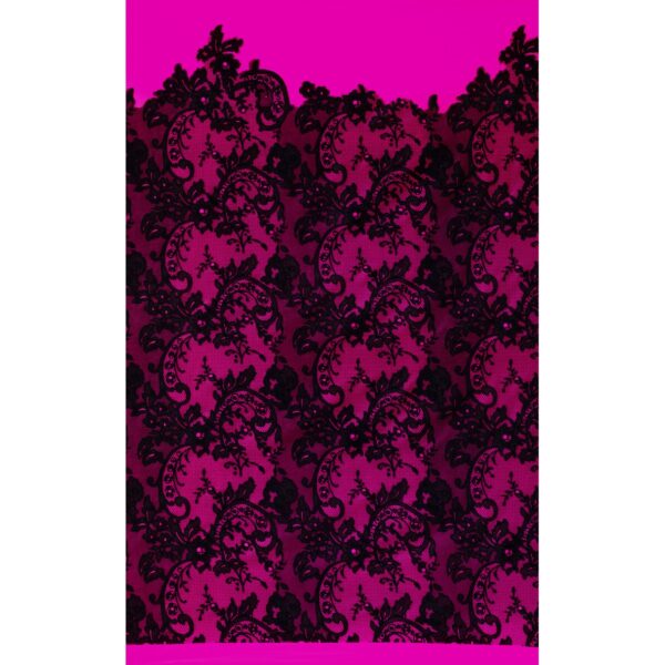 Tessuto Mesh (Tulle) Bielastico Floccato "Belen" - al Metro - Fucsia Scuro Floccato Nero