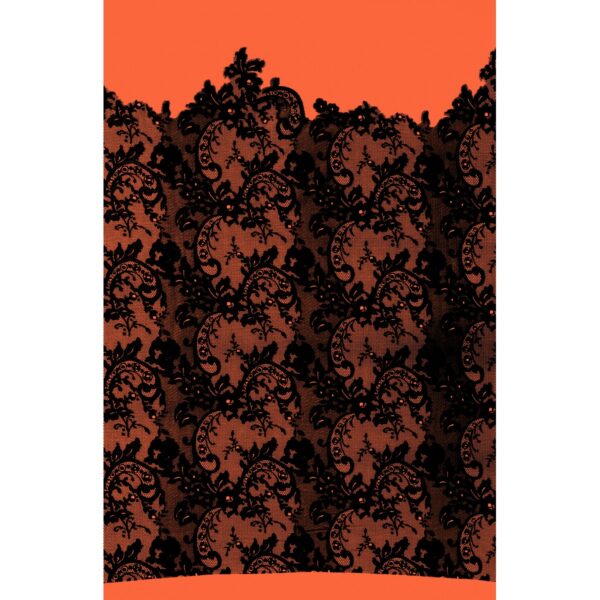 Tessuto Mesh (Tulle) Bielastico Floccato "Belen" - al Metro - Arancio Fluo Floccato Nero