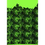 Tessuto Mesh (Tulle) Bielastico Floccato "Belen" - al Metro - Verde Fluo Floccato Nero