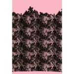 Tessuto Mesh (Tulle) Bielastico Floccato "Belen" - al Metro - Rosa Chiaro Floccato Nero