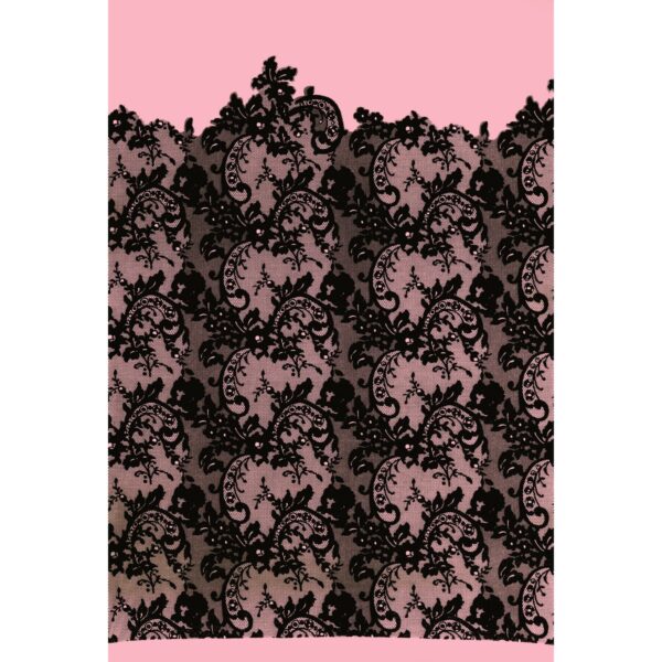 Tessuto Mesh (Tulle) Bielastico Floccato "Belen" - al Metro - Rosa Chiaro Floccato Nero