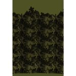 Tessuto Mesh (Tulle) Bielastico Floccato "Belen" - al Metro - Verde Militare Floccato Nero