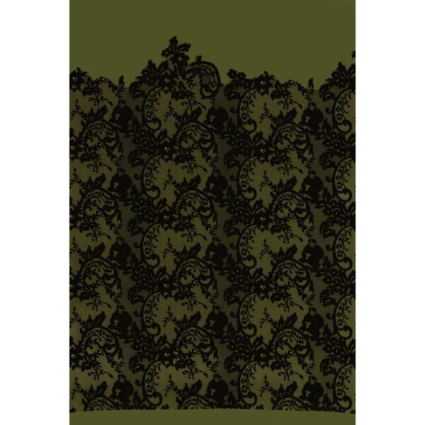 Tessuto Mesh (Tulle) Bielastico Floccato "Belen" - al Metro - Verde Militare Floccato Nero