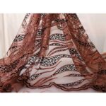 Tulle Floccato Glitter Disegno A - al Metro - Ruggine Floccato Nero Glitter Ruggine