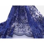 Tulle Floccato Glitter Disegno B - al Metro - Blu Royal Floccato Nero Glitter Blu