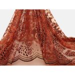 Tulle Floccato Glitter Disegno B - al Metro - Ruggine Floccato Nero Glitter Ruggine