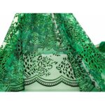 Tulle Floccato Glitter Disegno B - al Metro - Verde Floccato Nero Glitter Verde