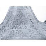 Tulle Floccato Glitter Disegno C - al Metro - Bianco Floccato Bianco Glitter Argento