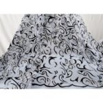 Tulle Floccato Glitter Disegno C - al Metro - Bianco Floccato Nero Glitter Argento