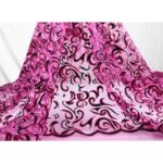 Tulle Floccato Glitter Disegno C - al Metro - Fucsia Floccato Nero Glitter Fucsia