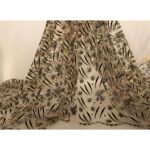 Tulle Floccato Glitter Disegno D - al Metro - Giallo Floccato Nero Glitter Oro