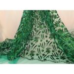 Tulle Floccato Glitter Disegno D - al Metro - Verde Floccato Nero Glitter Verde