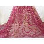 Tulle Floccato Glitter Disegno F - al Metro - Fucsia Floccato Fucsia Glitter Fucsia
